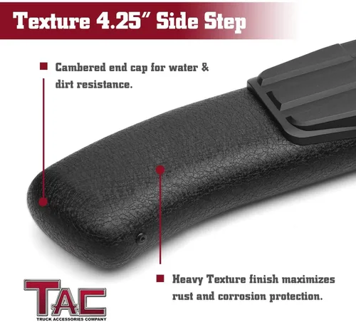 Vista 5 de TAC - Estribos laterales para Toyota Tacoma 2005-2023, camioneta de doble cabina de 4.25 pulgadas, textura negra, barras laterales Nerf accesorios