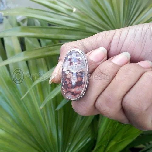 Vista 4 de Handmade Red Ocean Jasper Ring, 925 Silver Jewelry, Bohemian Statement Ring, Jasper Gemstone Ring, Healing Stone Ring, Unique Engagement Gift