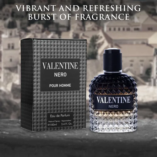 Vista 4 de Valentine Nero para hombre, colonia aromática amaderada, 3.4 onzas líquidas