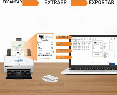 Vista 3 de Epson RapidReceipt RR-600W Escáner de recibos y documentos inalámbrico de escritorio a color dúplex con software de gestión de recibos, pantalla