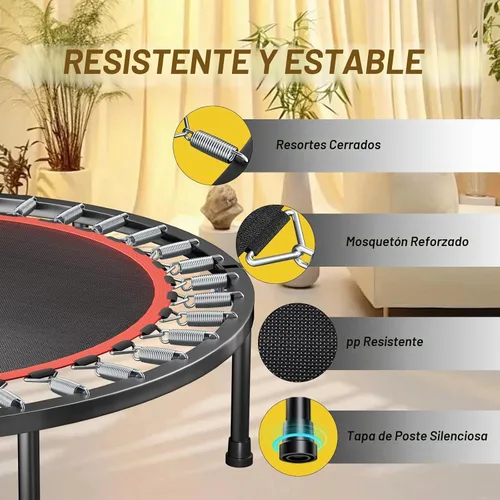 Vista 3 de Mini trampolín plegable de 42 pulgadas con mango ajustable de 5 niveles