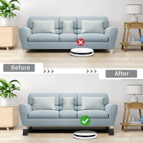 Vista 4 de Affogato Elevadores de cama, paquete de 4 elevadores de muebles resistentes de 6 pulgadas, extensores de patas de mesa, elevadores de cama