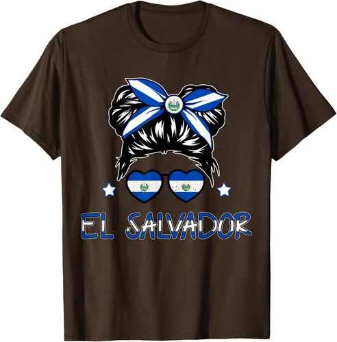 Vista 6 de Camiseta de El Salvador para Niñas Bandera Patrimonio Hispano Salvadoreño
