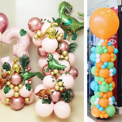 Vista 6 de Juego de 4 soportes de columna para globos, soporte de arco de globos ajustable de 9 pies para piso, kit de torre de globos con base para baby