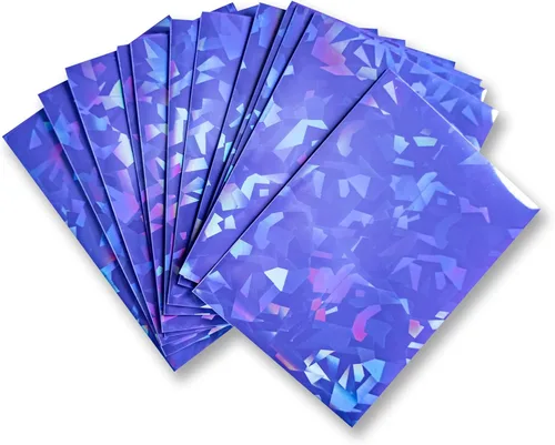 Vista 13 de 100 fundas holográficas negras para tarjetas, ajuste perfecto, fundas brillantes para tarjetas coleccionables, tamaño estándar, compatibles