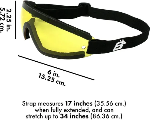 Vista 7 de Birdz Gafas Wing Sky Dive Skydiving Gafas con acolchado Marco Negro con Lente Amarillo