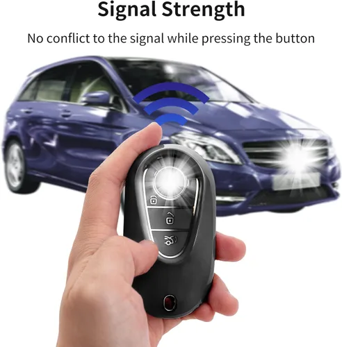 Vista 5 de OFFCURVE Funda para llavero de coche compatible con Benz C + llavero, Negro