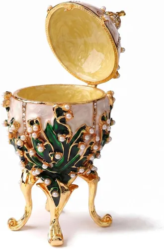 Vista 2 de Faberge - Cajas de joyería para baratijas, adornos con bisagras, colección de artesanía antigua, regalo de lujo para decoración del hogar