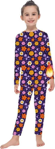 Vista 6 de MANCYFIT Conjunto de ropa interior térmica para niñas, con forro polar largo, capa base ultra suave Rosa bebé