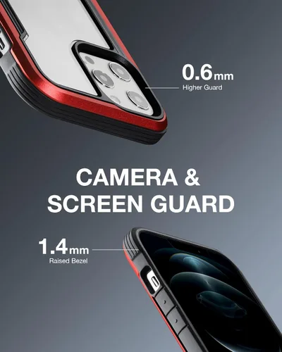 Vista 7 de Raptic Shield - Funda compatible con iPhone 12 Pro Max, protección contra golpes, marco de aluminio duradero, probada para caídas de 10 pies de Rojo