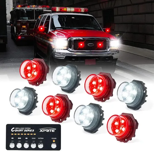 Vista 15 de Xprite Kit de luces estroboscópicas LED ámbar ocultas, 20 patrones intermitentes con panel de control, faros, luces traseras, luces antiniebla