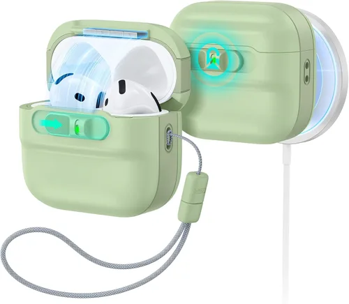 Vista 17 de ESR Funda para AirPods Pro (2023/2022/2019, 2ª/1ª generación), compatible con Airpods Pro 2 (cable USB-C/Lightning), listo para MagSafe, bloqueo