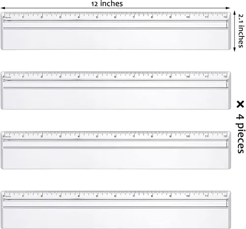 Vista 2 de Chinco - Regla de aumento de procesamiento de datos de 12 pulgadas para lectura y dibujo (4 piezas)