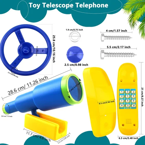 Vista 2 de Accesorios para el patio de recreo, Swingset, volante, telescopio de plástico, teléfono Swingset, juguete para niños, patio al aire libre, patio