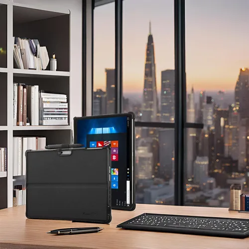 Vista 9 de Surface Pro 11 - Funda compatible con Surface Pro 10/9, funda protectora delgada con soporte para bolígrafo, correa de teclado, soporte multiángulo