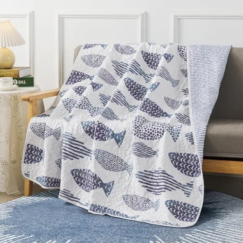 Vista 11 de SLPR All is Bright 50" x 60" Manta acolchada, manta ligera de verano con diseño de patchwork colorido para sofá y cama, manta de regazo