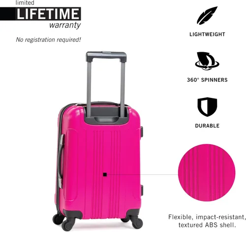 Vista 2 de Kenneth Cole REACTION Out of Bounds - Maleta de viaje ligera y duradera de 4 ruedas, Magenta, Out of Bounds - Maleta de viaje de 4 ruedas giratoria
