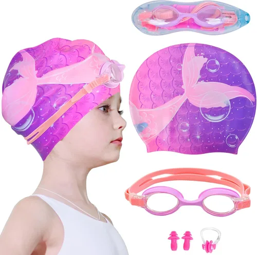 Vista 6 de Gorros de natación para niñas, gorro de natación de silicona para niños pequeños, gorros de natación duraderos y cómodos para niñas