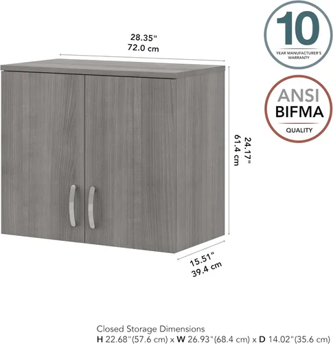 Vista 2 de Bush Business Furniture Armario de pared universal para cuarto de lavado con puertas y estantes, gris platino (LNS428PG-Z)