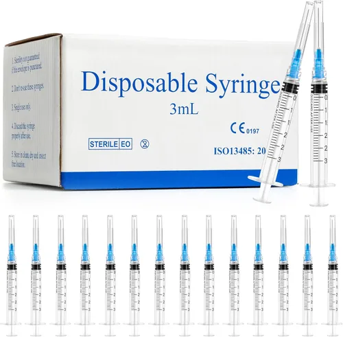 Vista 10 de Paquete de 100 jeringas de 1ml con aguja - 25G 1 pulgada Jeringa desechable de 1cc para uso en laboratorio científico, estéril envuelta