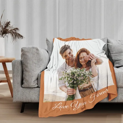 Vista 2 de Manta personalizada con imagen, regalos personalizados para novio, novia, regalos conmemorativos de aniversario para él, su pareja, regalos