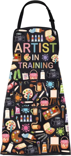 Vista 8 de FUSTMW Delantales de pintor de artistas, delantales con bolsillos, delantales de pintor, regalo para amantes del arte, regalos para profesores