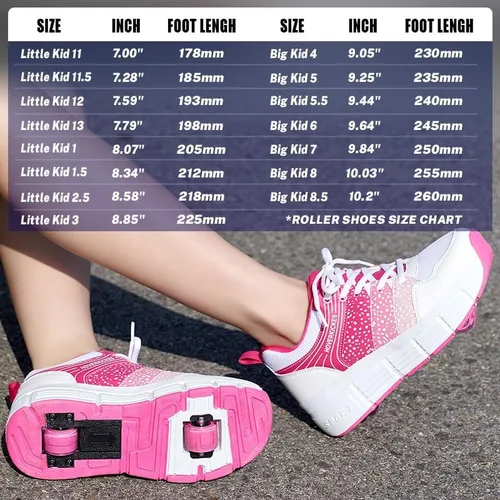 Vista 2 de Zapatos deportivos con ruedas para niños y niñas, calzado unisex con tacón con ruedas, tenis deportivos de primera calidad para niños y niñas