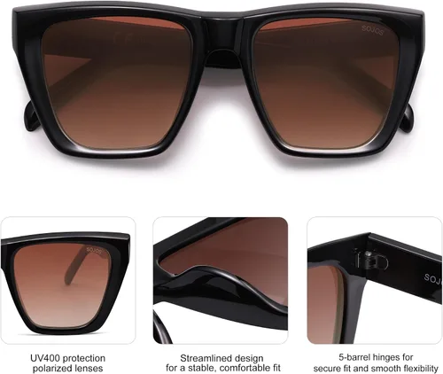 Vista 32 de SOJOS Fashion Oversized Square Cat Eye Polarized Sunglasses for Women Trendy Cateye Style Womens Sunglasses SJ2179