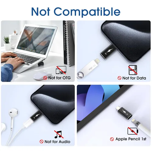 Vista 5 de TechMatte Paquete de 2 adaptadores Lightning a USB-C, carga rápida PD compatible con iPhone 16, iPhone 15 Series y más dispositivos tipo C