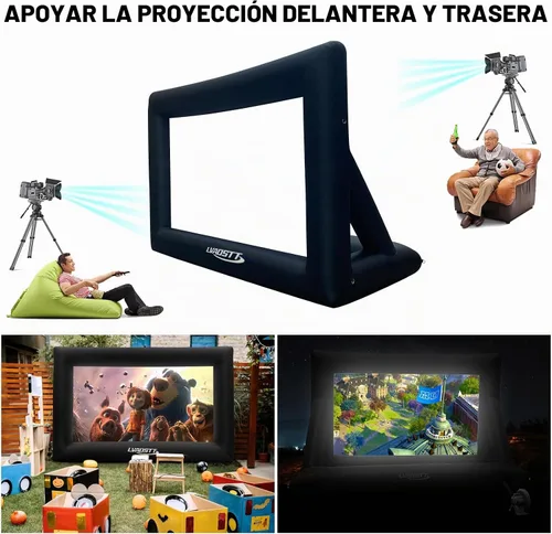 Vista 4 de Pantalla de Proyector Inflable, Pantalla de Película Inflable de 16 Pies para Proyector Exterior, Diseño de Una Pieza de Fácil Instalación