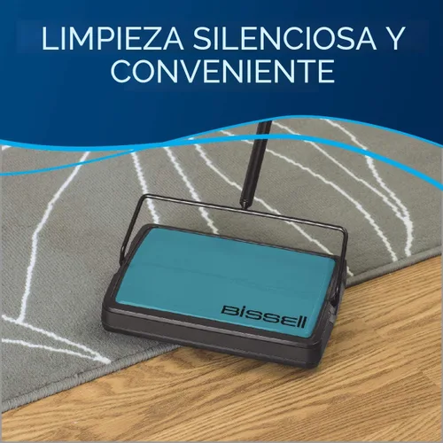 Vista 5 de Bissell Easy Sweep Barredora Compacta para Alfombras y Pisos, 2484A, Verde Azulado