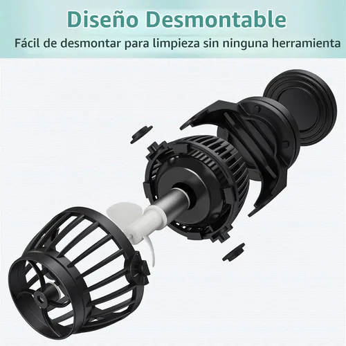 Vista 7 de Uniclife Acuario Wave Maker para tanques de peces de 120-300 galones, bomba de circulación ajustable de 3400 GPH con controlador y base de succión