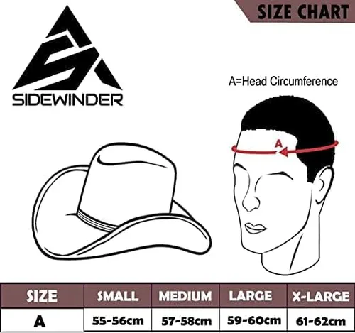 Vista 2 de SideWinder Sombrero de vaquero de cuero australiano, estilo australiano, verano, exterior, negro y marrón