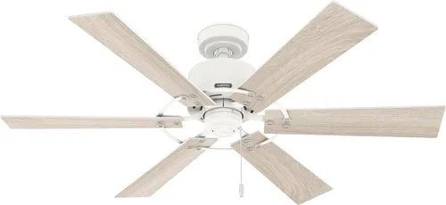 Vista 18 de Hunter 52 pulgadas Ventilador de techo para interiores sin luz - Ventilador de techo negro sin luz, 6 aspas, montaje estándar, para dormitorio, sala