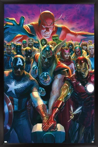 Vista 9 de Trends International - Póster de pared, diseño de los Vengadores de Marvel Comics #10, 14.725" x 22.375", versión enmarcada de Barnwood