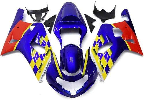 Vista 25 de Kit de carenado de llama azul negro de plástico ABS para Suzuki GSXR600 GSXR750 K1 2000-2003 Carenados GSX-R600 GSX-R750 2001 2002 2003 Inyección