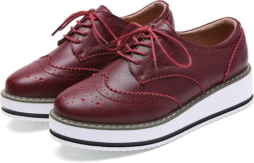 Vista 8 de DADAWEN - Zapatos con cintas tipo Oxford, con plataforma, para mujer, punta cuadrada