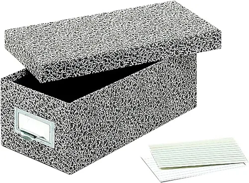 Vista 3 de Globe-Weis – Caja de almacenamiento de tarjetas con índice, de madera aglomerada, Negro ágata 3 x 5