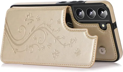 Vista 6 de Asuwish Funda para Samsung Galaxy S22 Plus/S22+ con protector de pantalla de vidrio templado, funda de cuero con soporte para tarjetas, doble cierre
