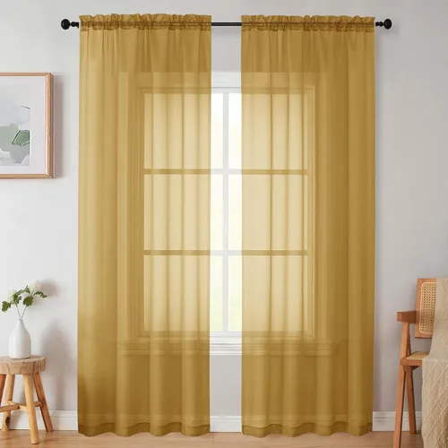 Vista 193 de 2 paneles de cortinas traslúcidas blancas para dormitorio, sala de estar, 96 pulgadas de largo, modernas, suaves, ligeras, con bolsillo para barra