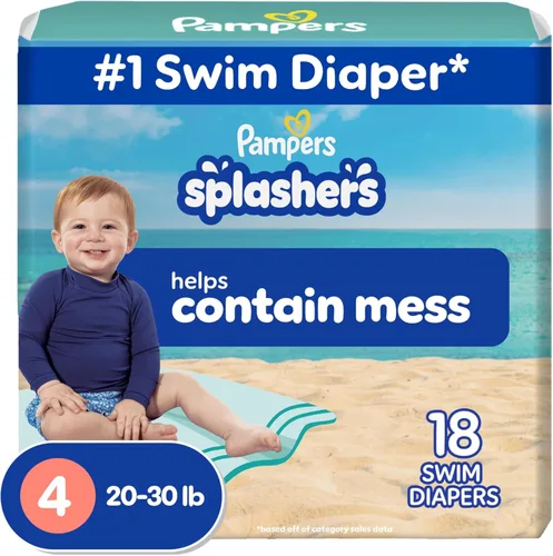 Vista 14 de Pampers Splashers - Pañales de natación, talla S, 20 unidades, pantalones de natación desechables para bebé sin huecos