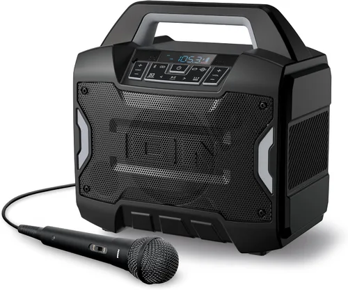 Vista 12 de ION Sport 320 - Altavoz de fiesta Bluetooth para exteriores de 200 vatios con batería recargable, radio FM, luces, carga USB, aplicación, sonido