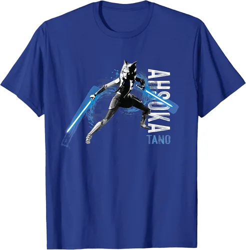 Vista 16 de Star Wars The Clone Wars Ahsoka Tano Dual Lightsabers Camiseta Asphalt Grey