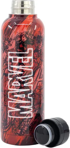 Vista 2 de Marvel - Botella de agua reutilizable con doble aislamiento de acero inoxidable de 17.4 fl oz