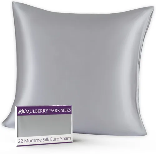 Vista 8 de Mulberry Park - Funda de almohada 100% seda, 22 mommes, seda de morera grado 6A, cierre de sobre profundo, color negro/estándar (20 x 26 pulgadas)