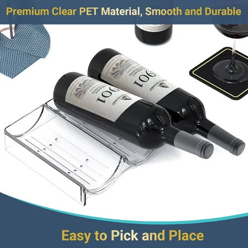 Vista 6 de Organizador de botellas de agua de plástico y soporte de almacenamiento para vino, 4 niveles y 12 contenedores apilables, estante de almacenamiento