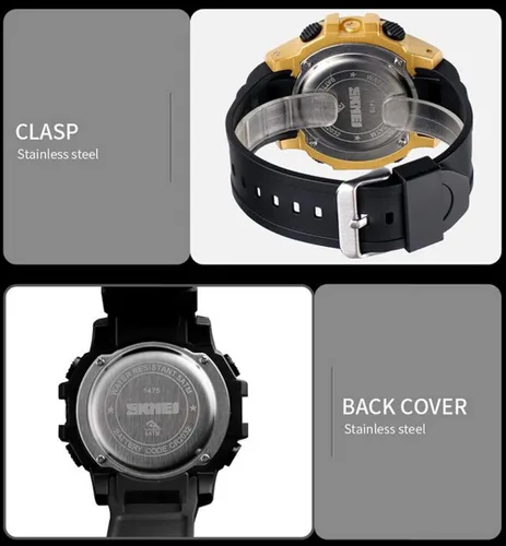 Vista 5 de MASTOP Relojes digitales para hombre, con alarma LED, cronógrafo, relojes deportivos, para exteriores, militares, impermeables, para hombre, Negro