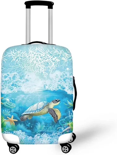 Vista 23 de COEQINE Funda para equipaje de viaje, protector de maleta, funda de equipaje lavable, tamaño S-XL (18-32 pulgadas), Blue Capy Bara Swim, L
