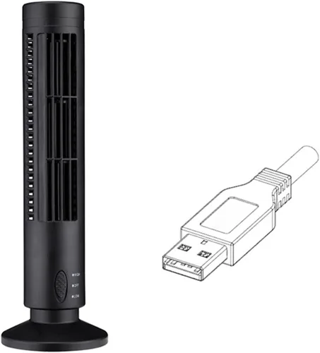 Vista 4 de Zetiling Ventilador de torre para dormitorio, ventilador de piso, 2 velocidades y modos de viento, mini ventilador de torre sin aspas USB
