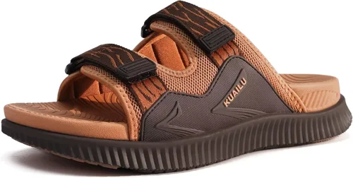 Vista 13 de KuaiLu Sandalias ortopédicas para hombre, atléticas, gruesas, para recuperación, deporte, correa ajustable, puntera abierta, sandalias para caminar